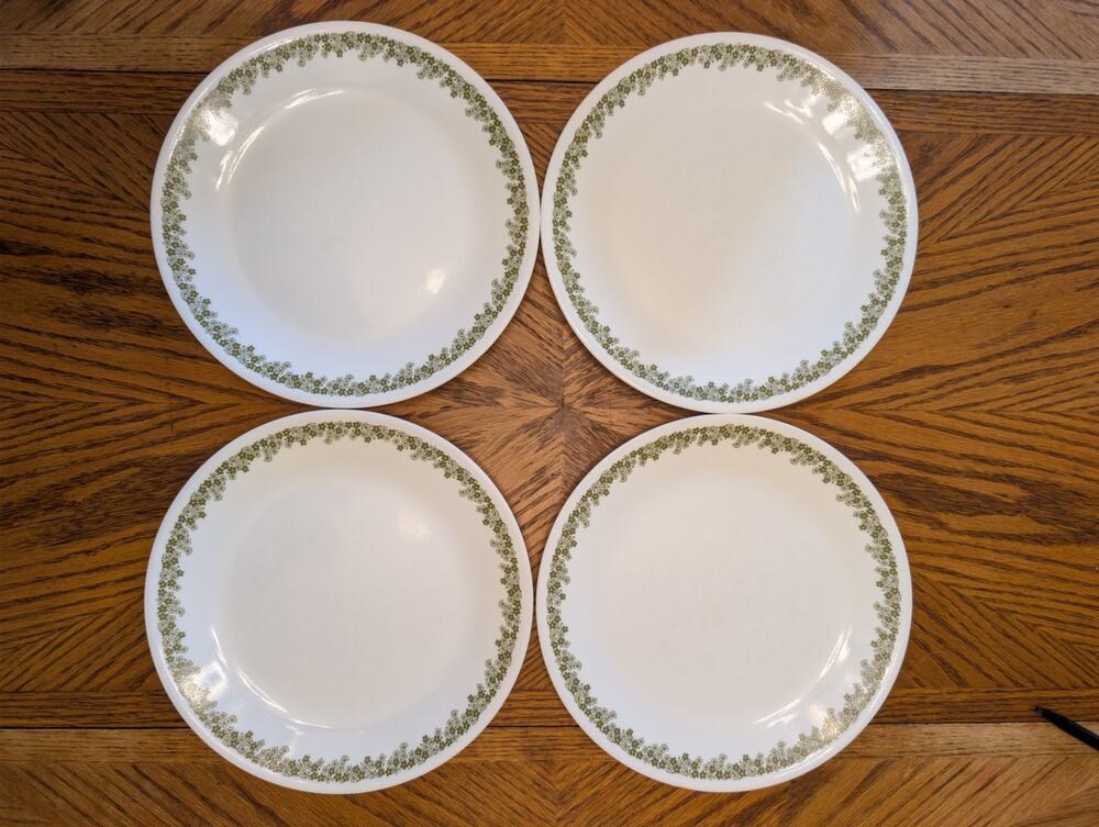 Vintage Corelle Crazy Daisy Spring Blossom Green Dinner Plates Set of 4 10.25"